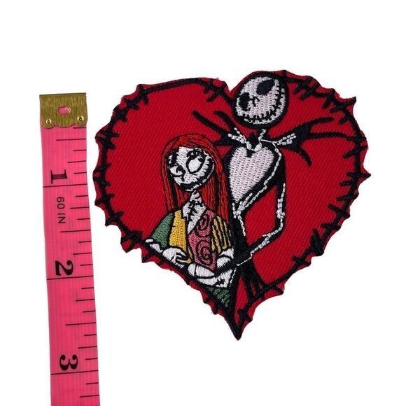 Jack Sally Love Heart Nightmare Before Christmas Embroidered Patch - Picture 2 of 4